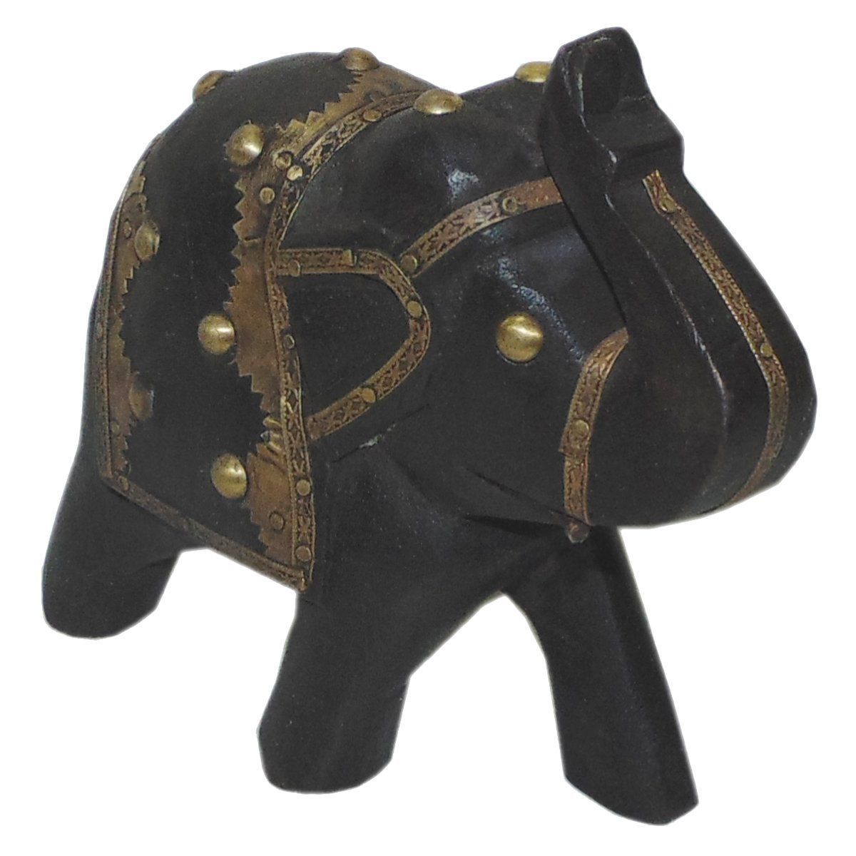 Kusum Art and Crafts Wooden haind Painted Multicolor Rajasthani Elephant (Wood, Black, 4 Inch)