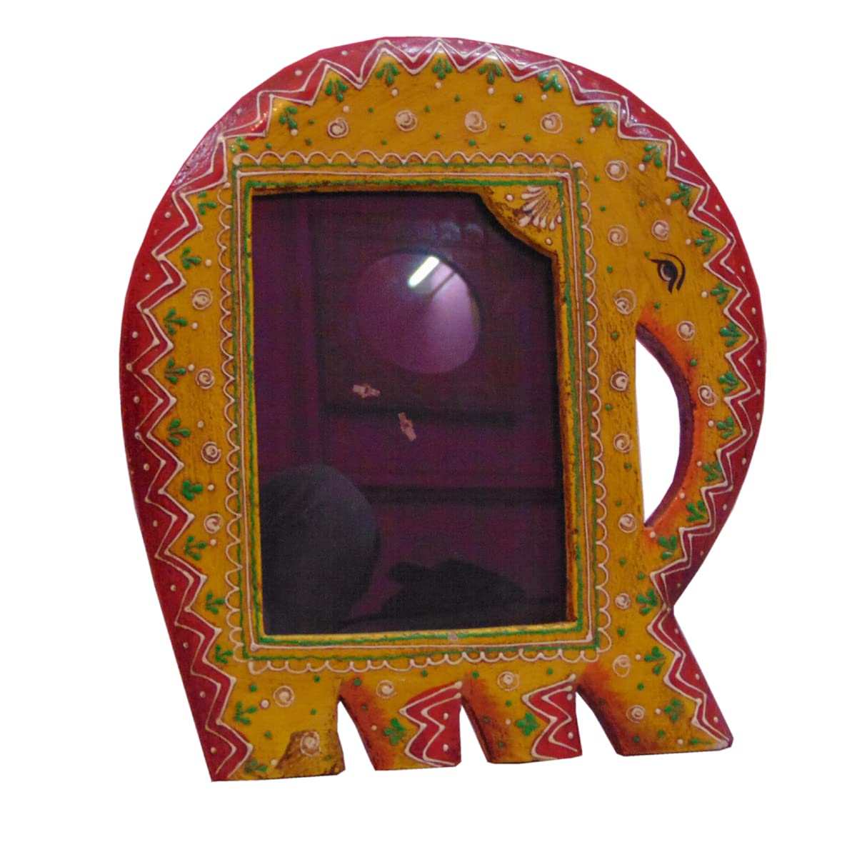 Kusum Art wooden hanipainted Elephant face photo Frame with wall decor and table decor (8x1x8, Multicolour-A)