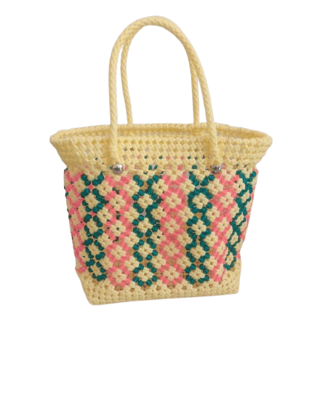 Handmade Beaded Bag with Colorful Geometric Pattern