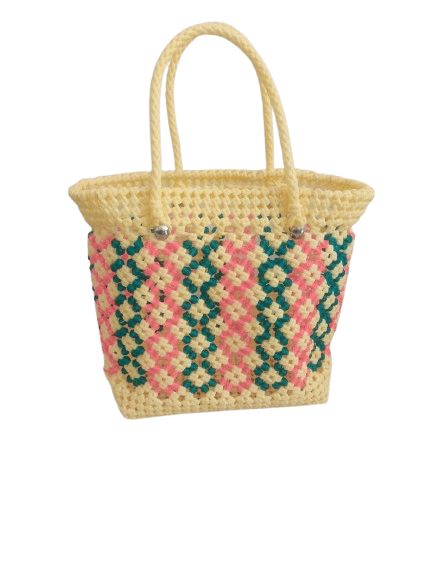 Handmade Beaded Bag with Colorful Geometric Pattern