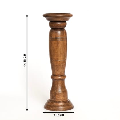 Decorative Wooden Pillar Candle Stand, Set of 3 (Medim)