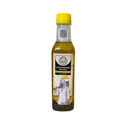 Wood Pressed Cold Yellow Mustard Oil (500ml) - Pure, Natural, Chemical-Free, Ideal for Cooking and Dressing