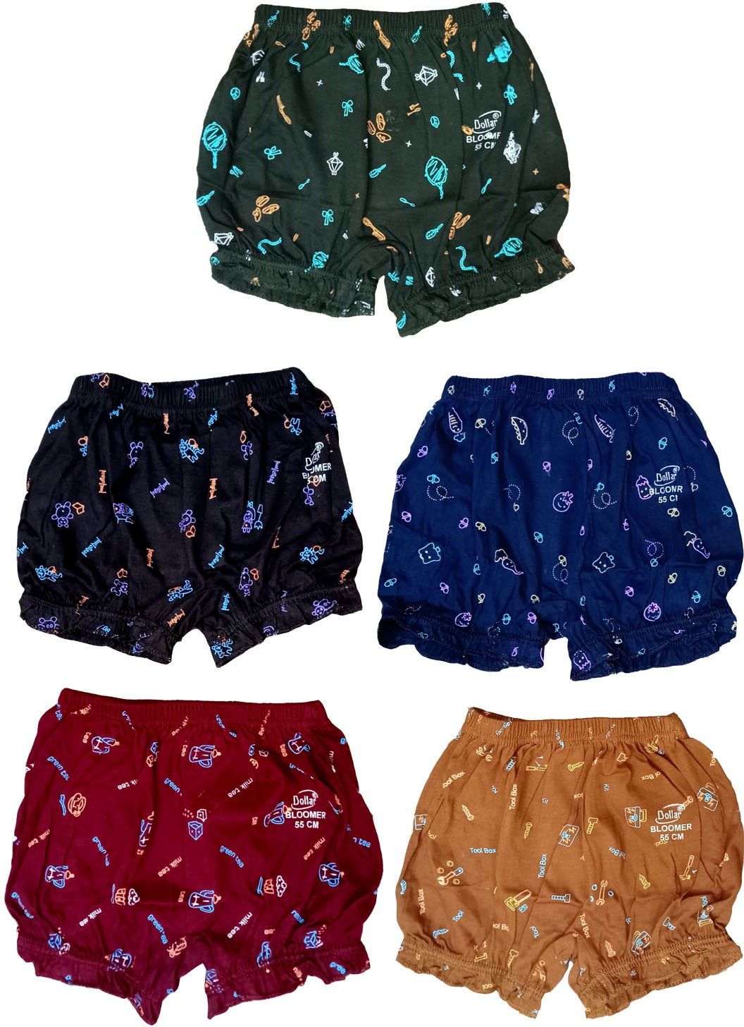 Combo of 5 - Women Global Comfy Printed Bloomer Panties - Multi-colour.