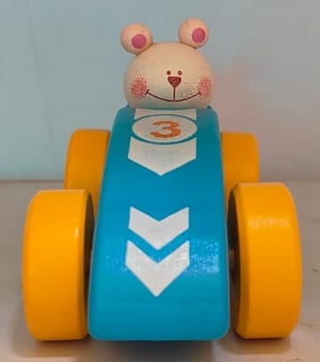 Wooden toy car with Teddy Bear