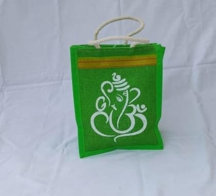 Wedding Return  Green Color Jute Bag (pack of 12)