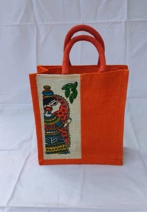 Jute Lunch Orange Bag pack of 1