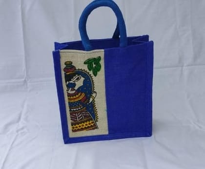 Dark Blue Jute Lunch Bag Pack of 1