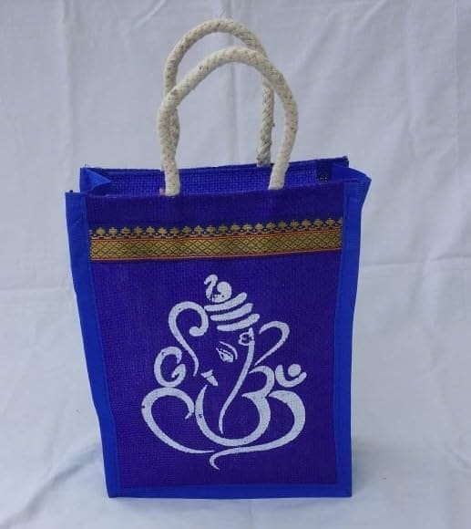 Navy Blue Colour Jute Thamboolam Bags Return Gifts [12 Pcs]