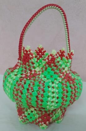 Handwoven Plastic Grocery Basket