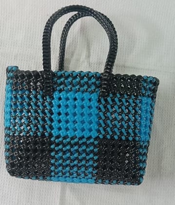 Miniature Blue and Black Handbag