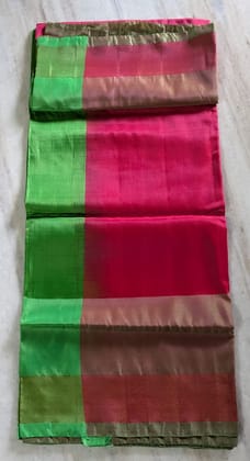 Green and Pink Pure Handloom Mangalagiri Silk Saree