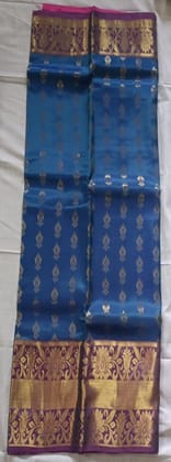 Blue Uppada Silk Saree With Golden Zari Border