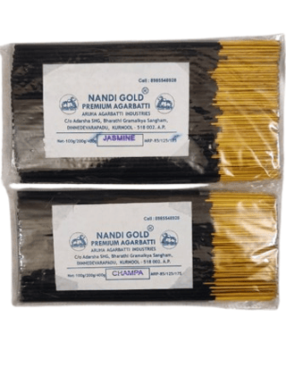 Nandi Gold Premium Natural Agarbatti Combo Pack | 400g x 2 | Fragrance- Jasmine,Champa | Each Pack Contains 400g