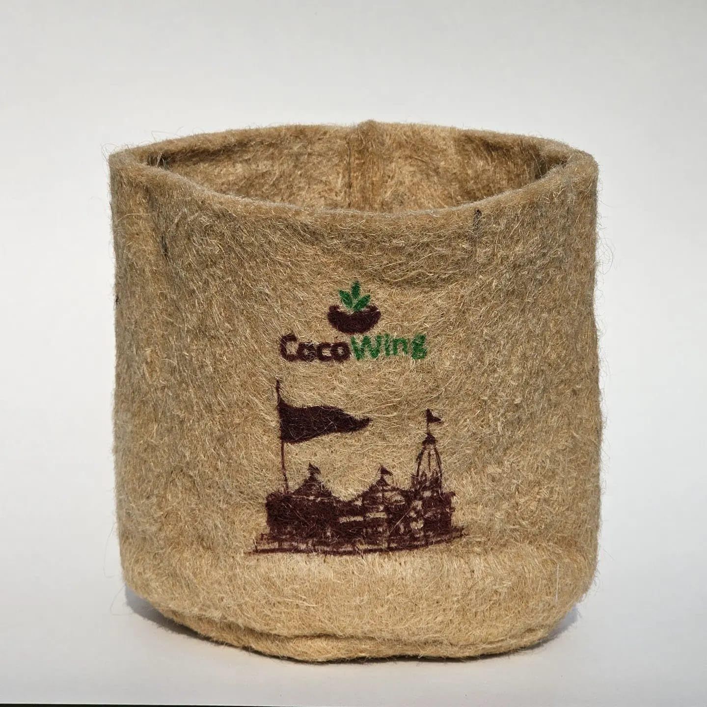 Ayodhya Ram Mandir Print CocoWing's Jute Grow Bag- 6x6 inches, Replace Plastic Pots