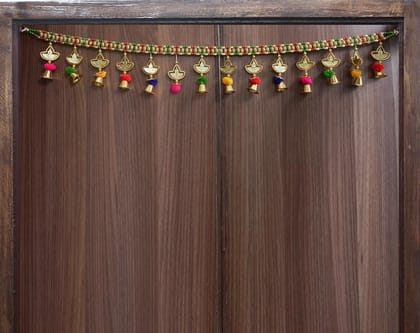 GardenBliss Handicraft Golden Diya Toran Multicolour for Home DecorColourful Pom Pom Traditional Hanging Multicolor (3 Ft, 36" Inch.) Diwali Bandarwal | (Size - 3 Ft Toran, 36" Inch.) (GT38)