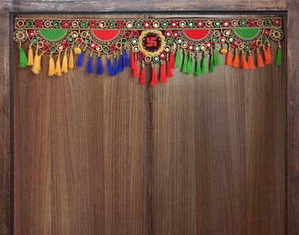 GardenBliss Handmade Swastik Multicolor Art Work Toran for Main Door Latest | Traditional Hanging Multicolor Diwali Decoration Bandarwal (Size - 3 Ft Toran, 36" Inch.) (GT23)