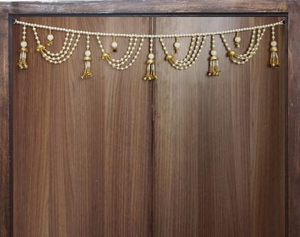 GardenBliss White Crstal Ball Hanging Toran for Main Door Latest | Traditional Hanging Multicolor Diwali Decoration Bandarwal (Size - 3 Ft Toran, 36" Inch.) (GT06)