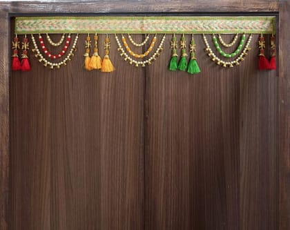 GardenBliss Velvet Swastika Toran for Main Door Latest | Traditional Hanging Multicolor Diwali Decoration Bandarwal (Size - 3 Ft Toran, 36" Inch.) (GT02)