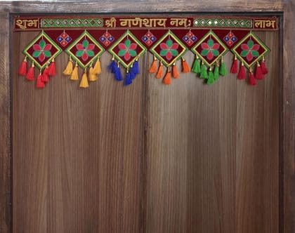 GardenBliss Handmade Shubh Labh Shri Ganashea Namah Toran for Main Door Latest | Traditional Hanging Multicolor Diwali Decoration Bandarwal (Size - 3 Ft Toran, 36" Inch.) (GT25)