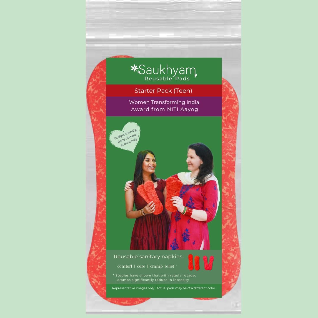 Saukhyam Starter Pack for Teens | Reusable Sanitary Napkins | 4 Pad Pieces | Skin Friendly Menstrual Cloth Pads for Periods | No Rashes & No Cramps