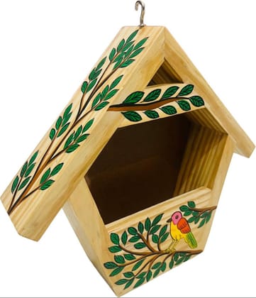 Pine Wooden handpainted bird house for indoor and outdoor decorations ideas.