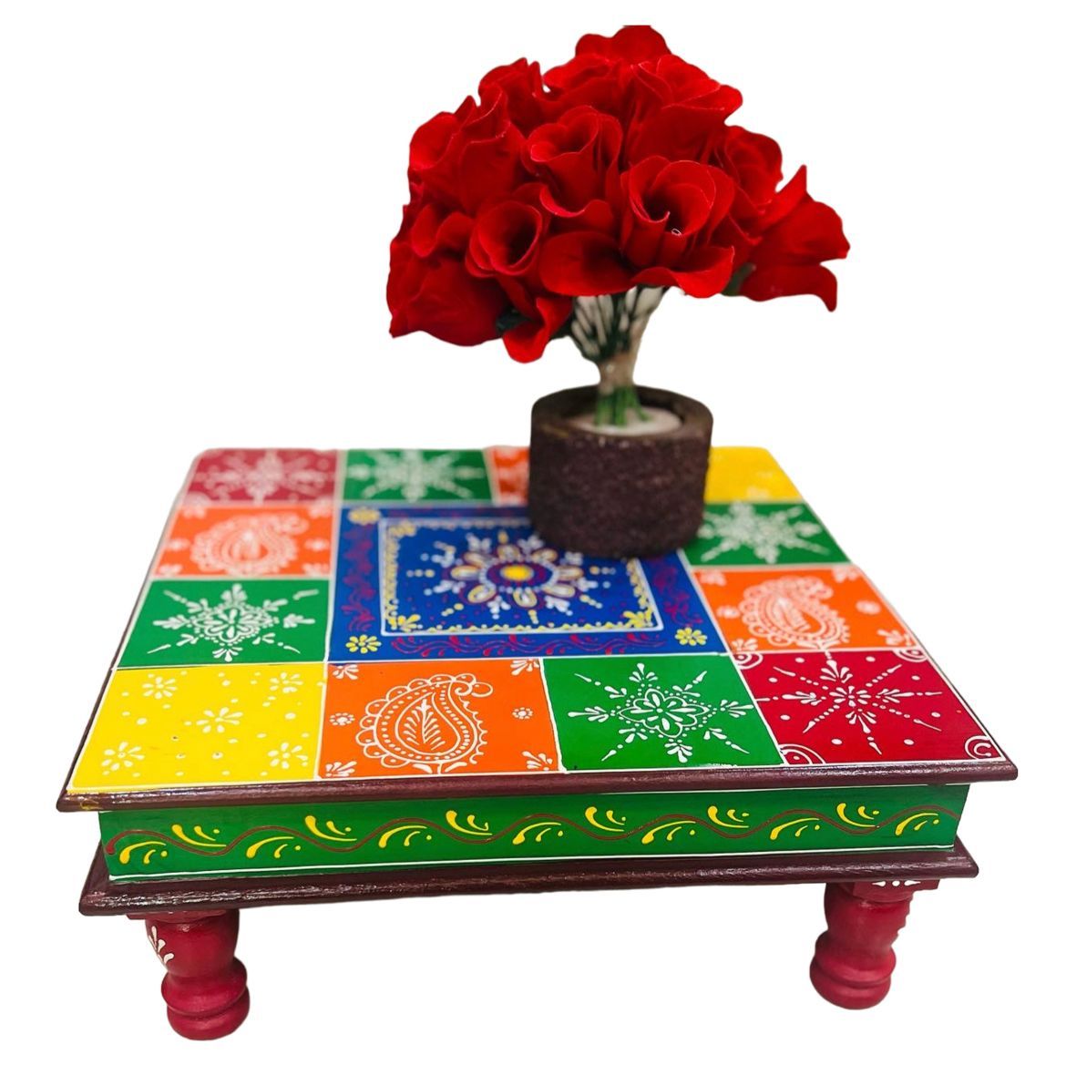 Wooden handpainted chowki/bajot for home decor/pooja room decor