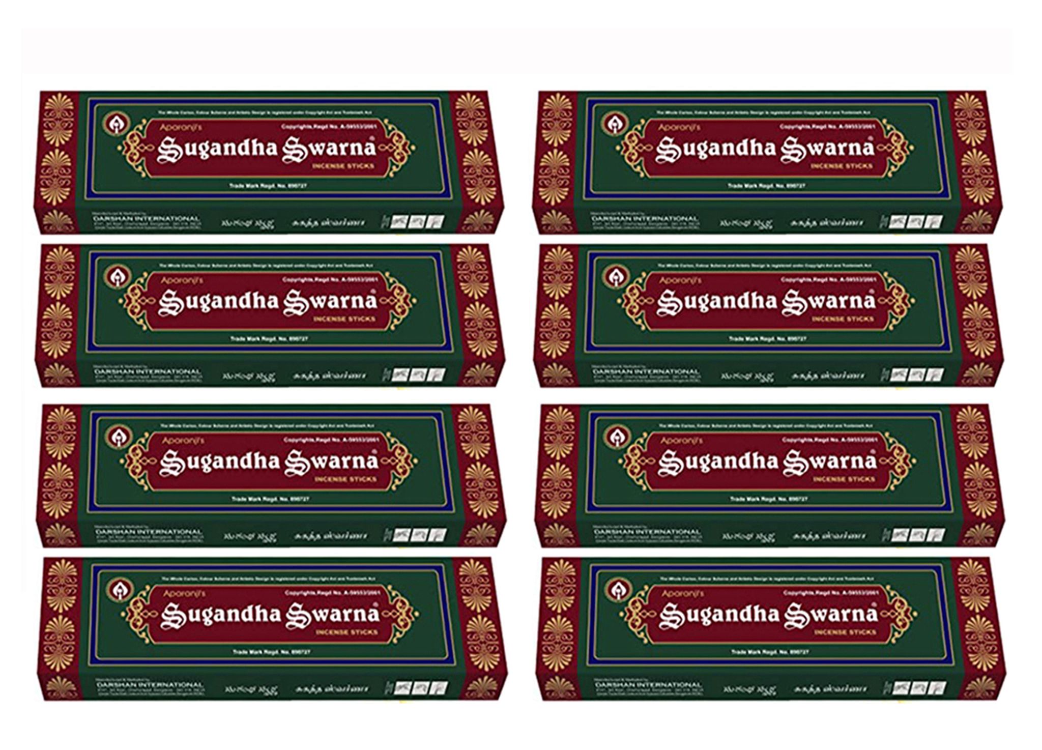 DARSHAN INCENSE APARANJI'S SUGANDHA SWARNA 55G  PACK OF 8