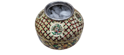  Hand painted metal water pot with intricate peacock design