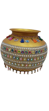  Designer Matka Kalash with Mirror Work for Wedding and Festival Decoration