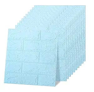 Floppy Blue Brick Wallpaper for Walls Living Room Furniture Bedroom Office | 3D Brick Wall Stickers | Self Adhesive Waterproof Wall Paper for Wall Decor (Size : 70 CM X 77 CM)