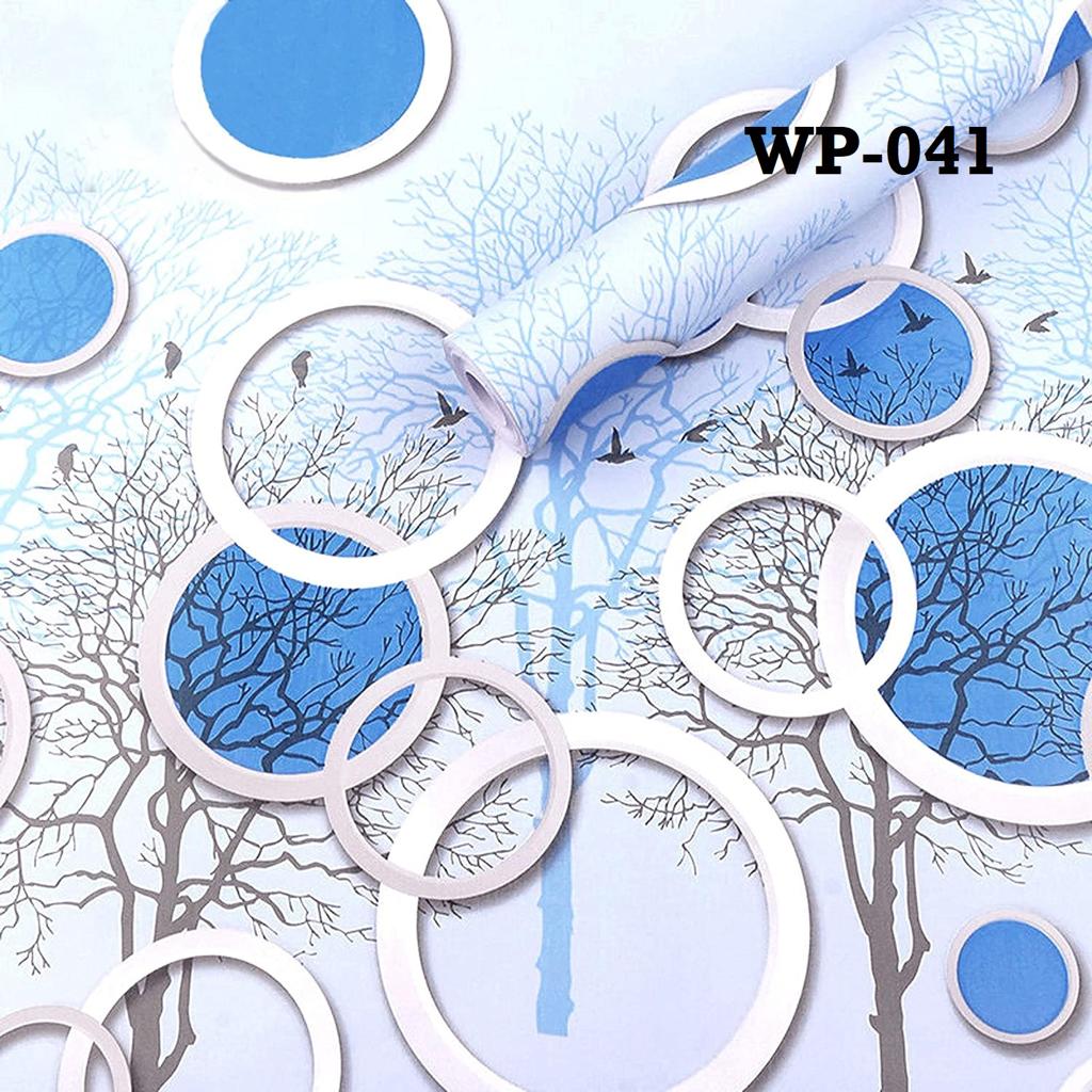 Blue Circle Wallpaper 3D Circles and Trees Self Adhesive Wallpaper for Walls Living Room Home Interior Decoration, Blue(Size : 45x500cm)