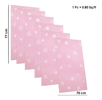 Wallmonks Architecture Pink Snow Flakes Foam Wallpanel for Home, Bedroom , self Adhesive PE Foam Embossed Wallpanel for Walls, 5.80 sq.ft Size Wallpanels for Home & Stickers for Bedroom 77cm*70cm