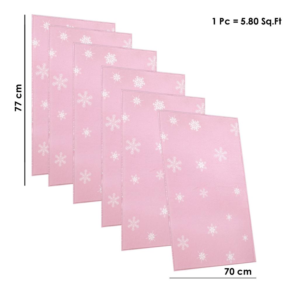 Wallmonks Architecture Pink Snow Flakes Foam Wallpanel for Home, Bedroom , self Adhesive PE Foam Embossed Wallpanel for Walls, 5.80 sq.ft Size Wallpanels for Home & Stickers for Bedroom 77cm*70cm