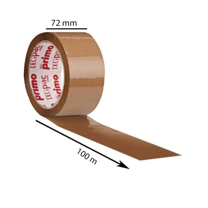 Unprinted, Brown, 42microns, Round, Self adhesive, Tapes, 72mm x 100m, Pack of 48