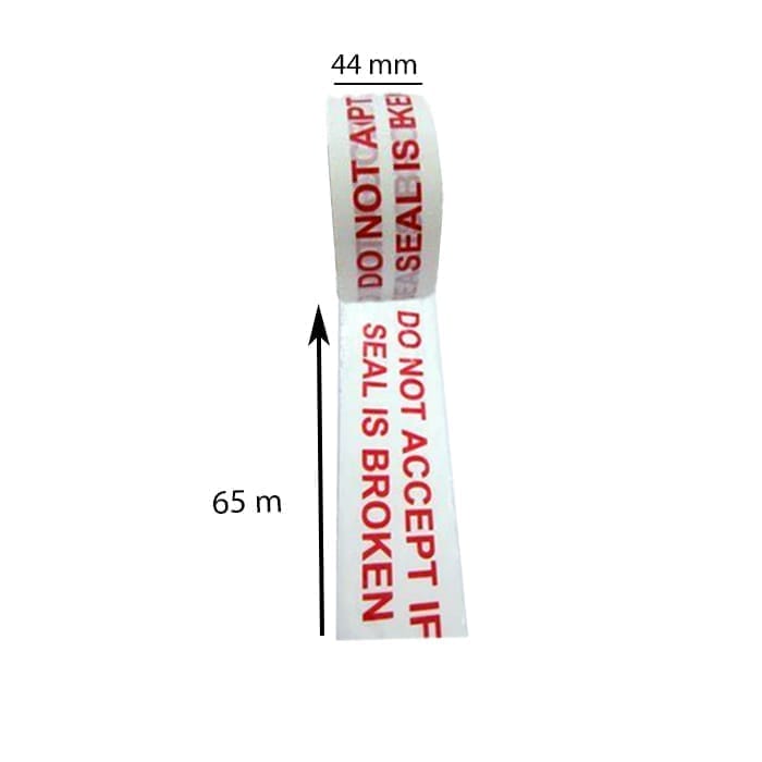 "Do Not Accept If Seal Is Broken" Printed Tape , 40 Micron , 44 mm, 65 meter , Pack of 12