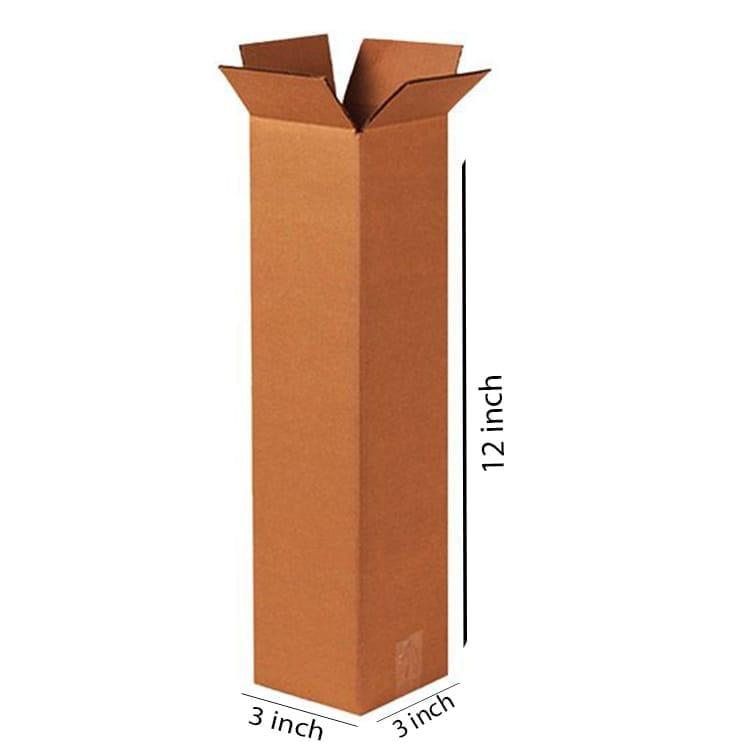 Brown, 03ply, Long, Corrugated, Boxes, 3in x 3in x 12in, Pack of 100