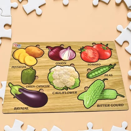 Wooden Vegetable Puzzle Board for Kids