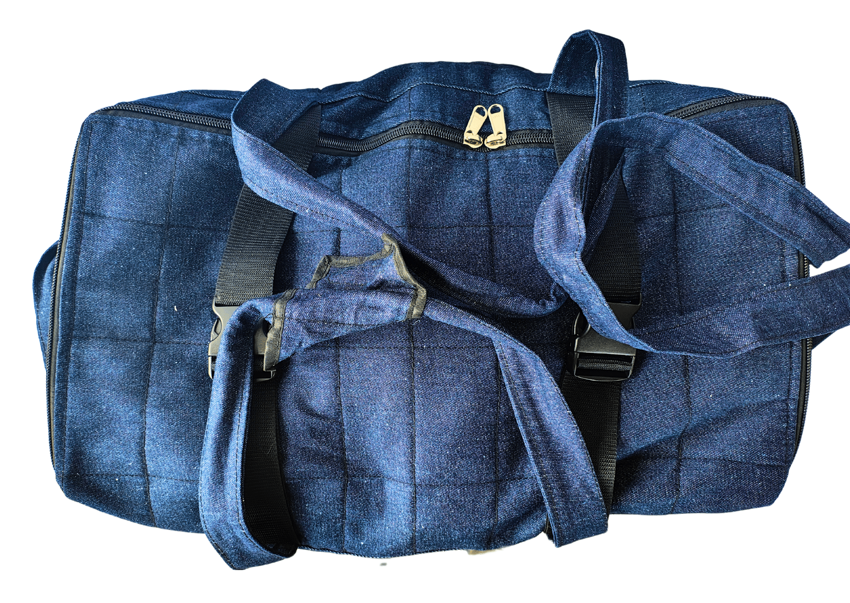 Blue Canvas Travel bag 6 weels- Dimensions  H15"X 25"X13" - Capacity. 25 kgs.