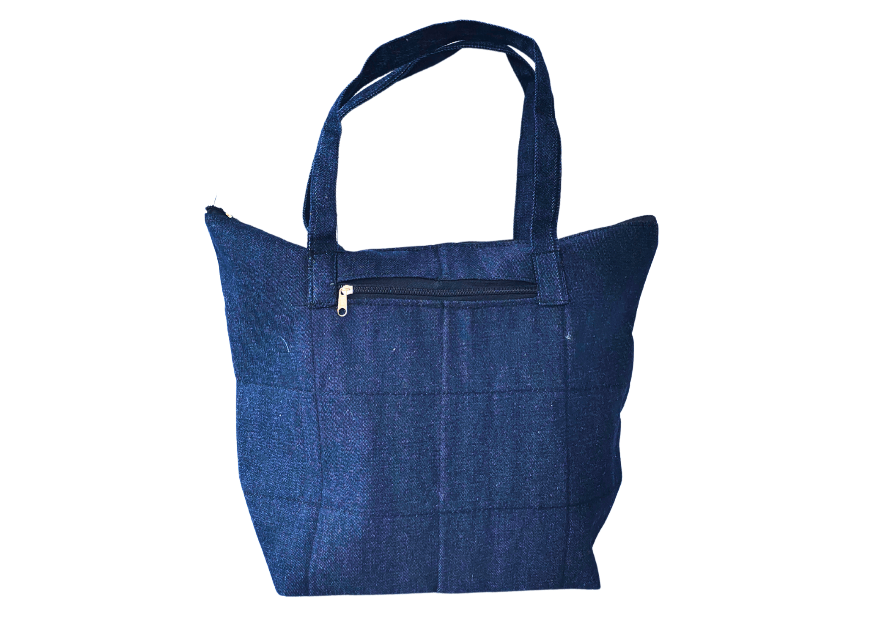 Denim Tote Bag with Zipper Closure - Beach Bag Small Size (12" X 15")