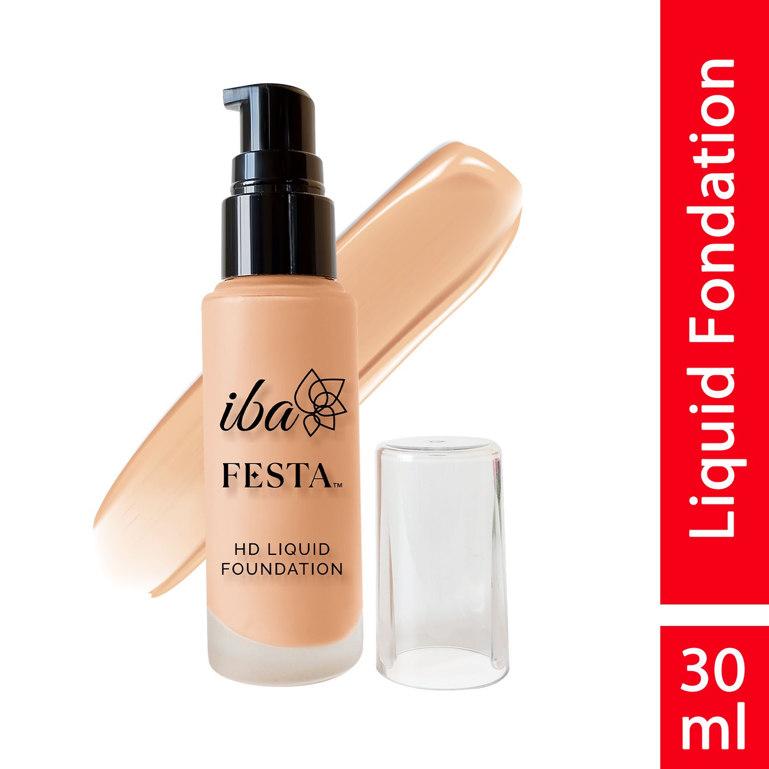 Iba Festa HD Liquid Foundation with Hyaluronic Acid - 04 Caramel Beige, 30ml | Long Lasting with Full Coverage| Lightweight l Oil Free Dewy Finish | SPF 15 | 100% Natural | Halal Certified & Vegan Makeup