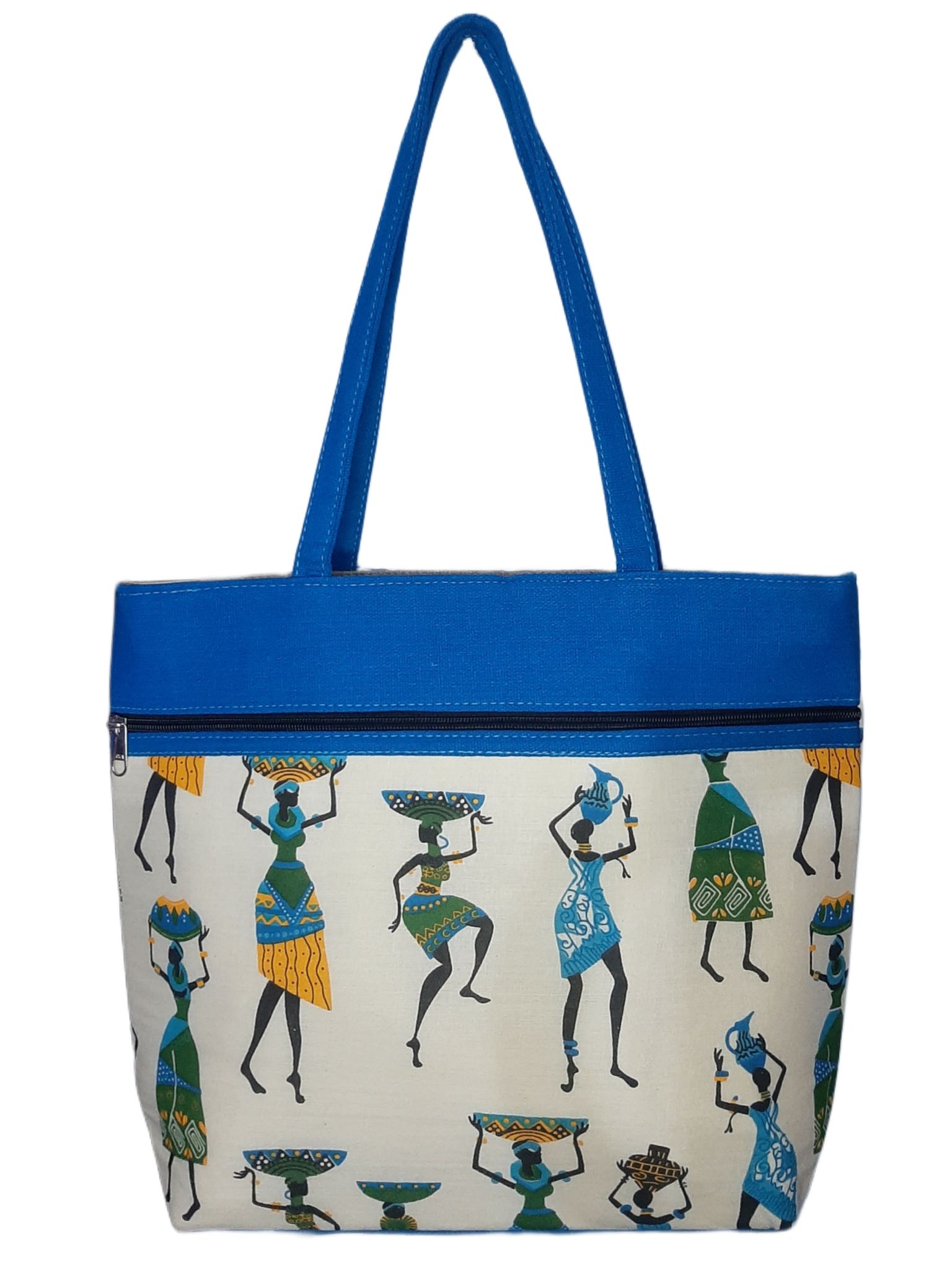 SS Eco-Life Environment Friendly Cotton Handbag for Women - Ideal for Office, Travel, and Shopping with Colourful Warli Print.