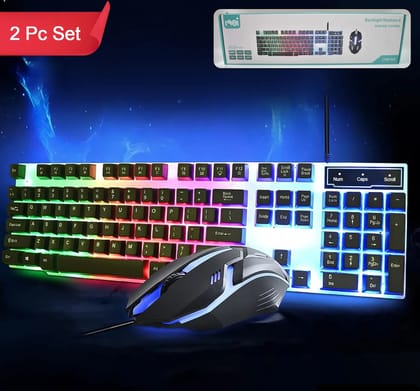 Trion USB Gaming Keyboard & Mouse Gaming Combo, 104 Keys Backlit, Translucent Material, Multi Color LED, Multi DPI Modes, High Precision Key (2 PCS SET)