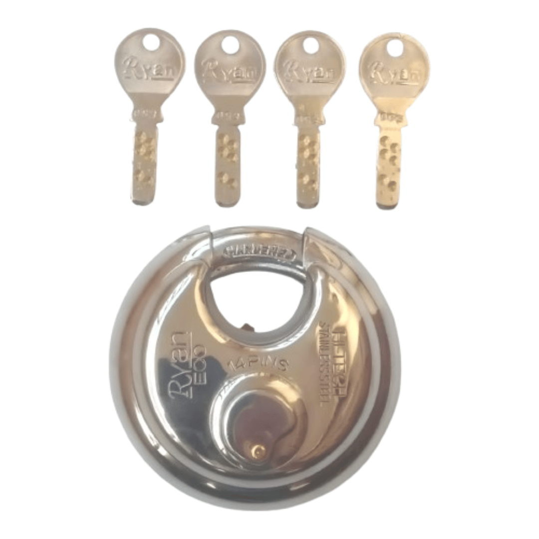 Ryan Eco 90 mm Stainless Steel Disc Padlock with 4 Keys