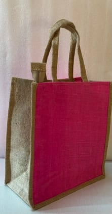  Jute Tote Bag with Pink Trim