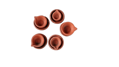  Handmade Clay Diya Oil Lamps for Diwali Decoration - Set of 6