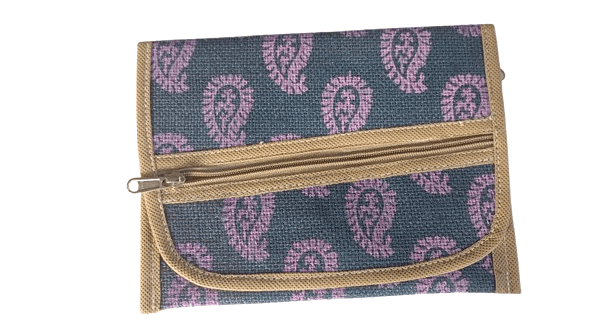 Handmade Print Jute Clutch/ Handy Purse with Floral Design For Women | Girls