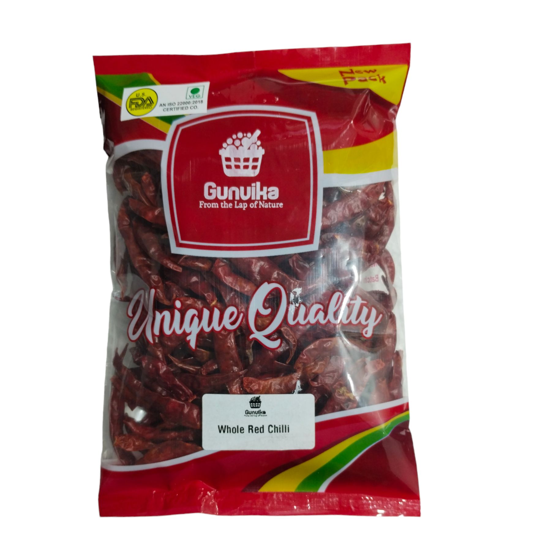 Gunvika Whole Dry Red Chilly Stemless - 100 gm