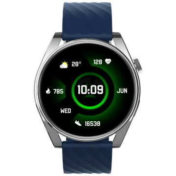 Croma Velocity AR Smartwatch with Bluetooth Calling (36.32mm AMOLED Display, IP68 Water Resistant, Blue Strap)