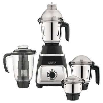 Croma 800 Watt 4 Jars Juicer Mixer Grinder (20000 RPM, Copper Motor, Black and Silver)