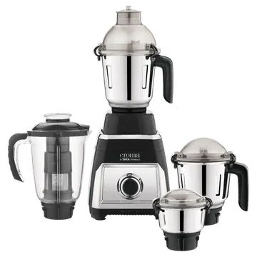 Croma 800 Watt 4 Jars Juicer Mixer Grinder (20000 RPM, Copper Motor, Black and Silver)